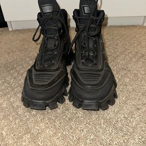 Prada Black Rugged Lace-Up Boots